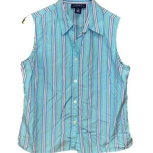 Charter Club Blue and White Casual Button Down Shirt